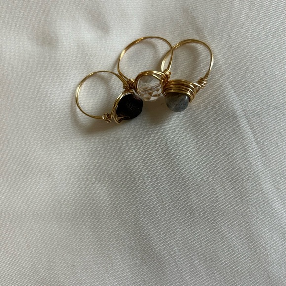 Gold Wire Wrapped Stone Rings and Necklace Set Hand Crafted Jewelry - Picture 10 of 11